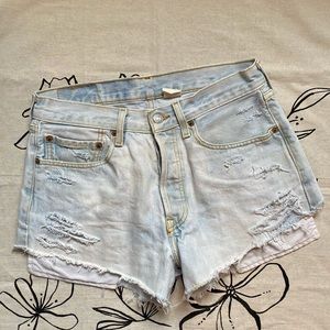 Levi’s 501 Cut Off Distressed Denim Jean Shorts